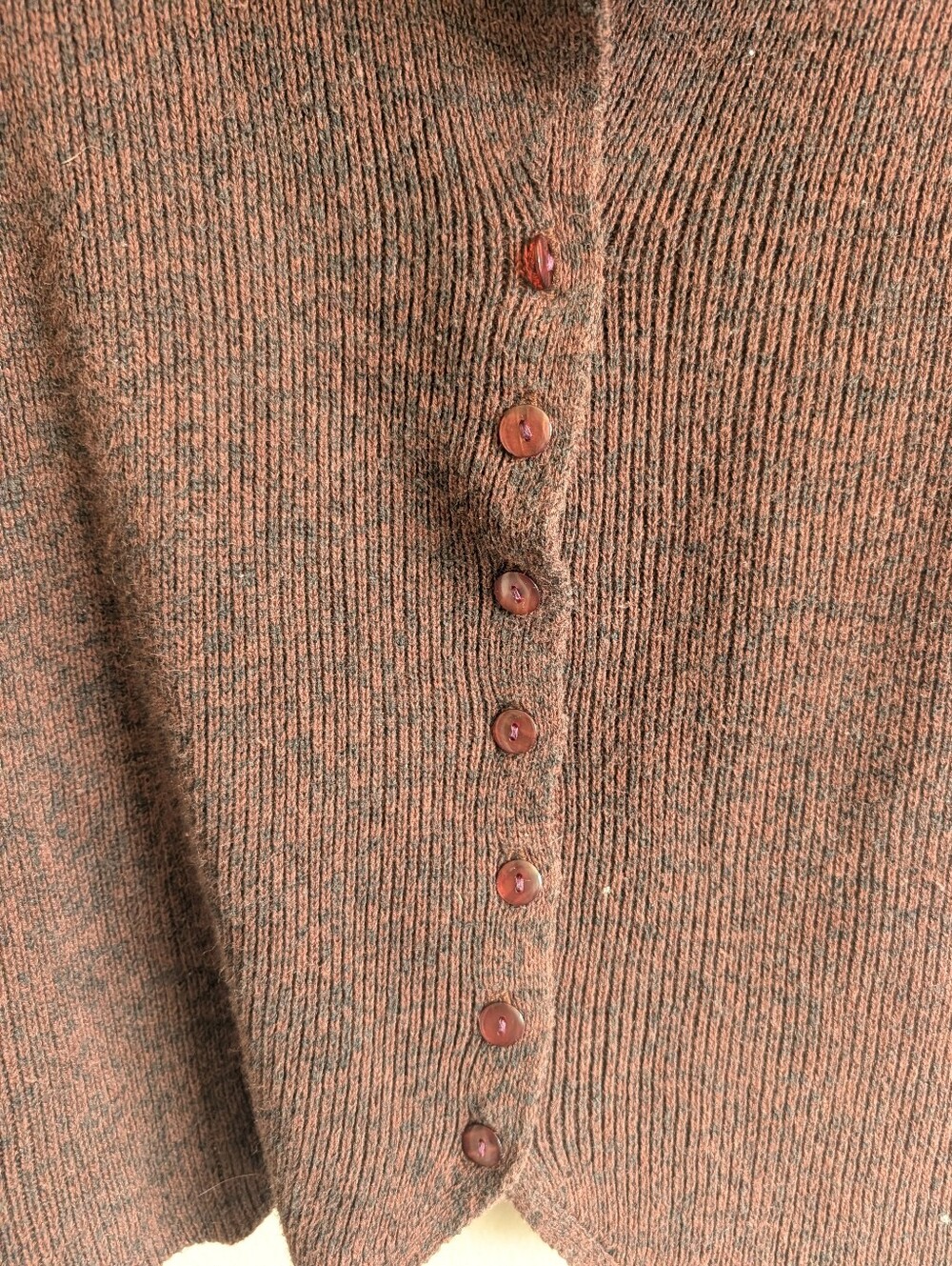 Vintage 90s Designers Originals Brown Ribbed Knit Short Sleeve Cardigan Top S - Picture 3 of 8
